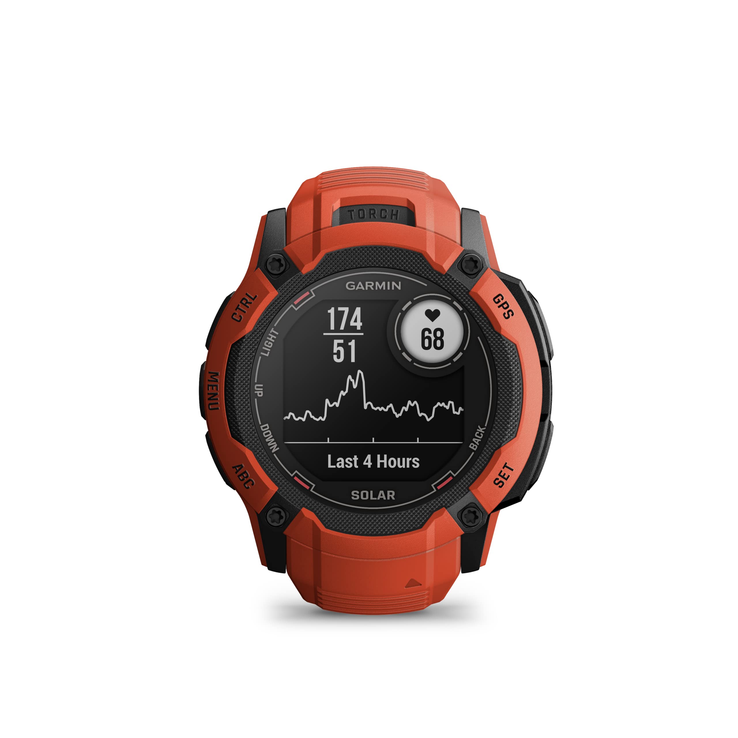 Garmin Instinct 2X Solar, Rugged GPS Smartwatch, Built-in Flashlight, Solar Charging Capability, Multi-Band GNSS, Flame Red