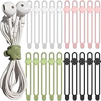 Silicone Cable Ties - 20 PCS Cord Organizer Travel, Charger Wire Holder Wrap Keeper Electrical Management, Rubber Bands Office Supplies, Reusable Twist Straps for Phone USB