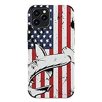 American Flag Hammerhead Shark Cute Phone Case Compatible with iPhone 12Pro Microfiber Shockproof Protective Phone Shell Cover