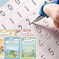 DigMonster™ Magic Ink Copybooks for Kids Reusable Handwriting Workbooks for Preschools Grooves Template Design and Handwriting Aid Practice for Kids The Print Writing (4 Books with Pens)