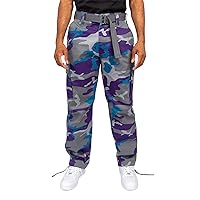 G-Style USA Men's Relaxed Straight Fit Tactical Work Cargo Pants 6CP01 - Purple Camo - 36/34
