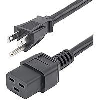 StarTech.com 10ft (3m) Heavy Duty Power Cord, NEMA 5-15P to C19 AC Power Cord, 15A 125V, 14AWG, Computer Power Cord, Heavy Gauge Power Cable for PDUs and Network Equipment, UL Listed (PXT515191410)