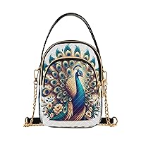 ALAZA Quilted Crossbody Bags for Women,A Beautiful Peacock Women's Crossbody Handbags Small Travel Purses Phone Bag