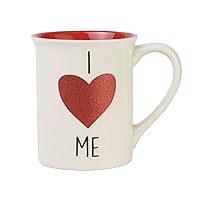 Enesco Our Name is Mud I Heart Me Glitter Coffee Mug, Red and White, 16 Ounce