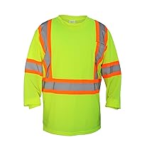 Safety 690-1609 Long Sleeve T-Shirt, Class 2 Yellow with 2