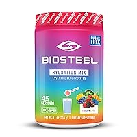 BioSteel Zero Sugar Hydration Mix, Great Tasting Hydration with 5 Essential Electrolytes, Rainbow Twist Flavor, 45 Servings per Tub