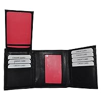 LB LEATHERBOSS 100% Leather Tri-fold Mens Wallet with pullout card holder Black