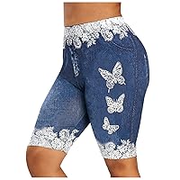 Workout Yoga Shorts for Women Butt Lifting High Waisted Yoga Shorts Butterfly Printed Breathable Fitness Yoga Leggings Shorts