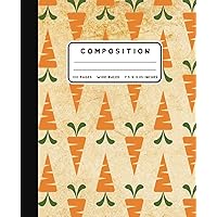 Composition: Carrot Illustration Pattern Notebook Wide Ruled at 7.5 x 9.25 Inches | 100 Pages | Back To School For Students and Teachers