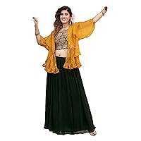 Indian Georgetet Party Wear Embroidered Sequin Lehenga Crop Set 2183