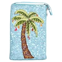 Christmas Palm Tree Beaded Club Bag Holiday Phone Crossbody, Blue Multi