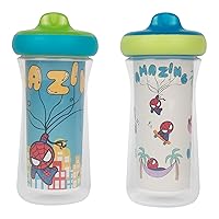 The First Years Marvel Insulated Sippy Cups - Spill Proof Insulated Toddler Cups with Bite-Resistant Hard Spout - 9 Ounces - 2 Count