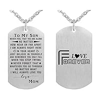 Son Valentines Gifts - Teen Boy Graduation Gifts Pendant Necklace - Inspirational Dog Tag Gifts for Son from Mom and Dad