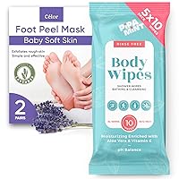 Célor Beauty Bundle - 50 Body Wipes XL and Foot Peel Mask
