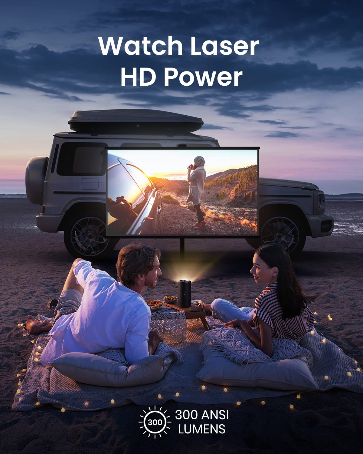 NEBULA Anker Capsule 3 Laser 1080p, Mini Smart projector with wifi and bluetooth, Outdoor Portable Projector, Dolby Digital, Laser Projector, Autofocus, 120-Inch Picture, 2.5 Hours Built-in Battery