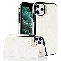 XYX for iPhone 11 Pro Wallet Case with Card Holder, RFID Blocking PU Leather Double Magnetic Clasp Back Flip Protective Shockproof Cover 5.8 inch, White