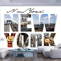 55x30 inches Wall Mural,New York City Themed Collage Featuring with Different Areas of the Big Apple Manhattan Scenery Peel and Stick Self-Adhesive Wallpaper Removable Large Wall Sticker Wall Decor fo