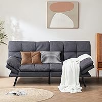 Opoiar Convertible Memory Foam Sleeper Sofa Loveseat Bed Breathable Linen Adjustable Lounge Couch Futon Sets for Living Room Sofabed, Grey-01