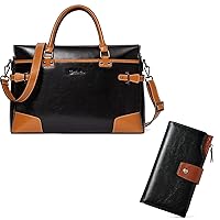 BOSTANTEN Leather Briefcase Messenger Satchel Bags Laptop Handbags for Women Black and Womens Leather Wallets RFID Blocking