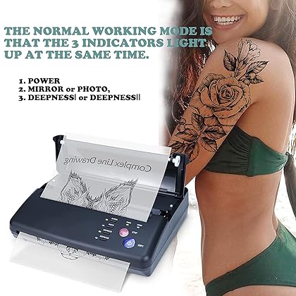 Sacnahe Tattoo Transfer Stencil Machine Copier Printer Thermal Tattoo Kit Copier Printer With 20pcs Free Tattoo Stencil Transfer Paper Black (2023 Update Version)