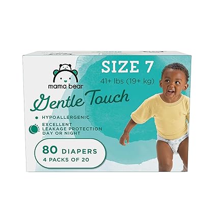 Amazon Brand - Mama Bear Gentle Touch Diapers, Hypoallergenic, Size 7, 80 Count (4 packs of 20)