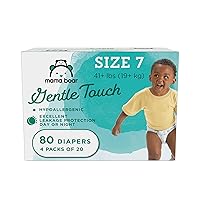 Amazon Brand - Mama Bear Gentle Touch Diapers, Hypoallergenic, Size 7, 80 Count (4 packs of 20), White