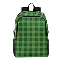 ALAZA Green Plaid Pattern Packable Backpack Travel Hiking Daypack