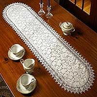 Flower Bow Embroidered Lace Vintage Design Table Runner 14