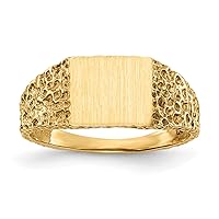 Jewels By Lux Solid 14K Yellow Gold 7.0x8.0mm Open Back Signet Ring Available in Sizes 4 to 8 (Band Width: 2 to 7 mm)