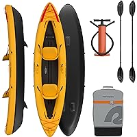 Retrospec Coaster Tandem Inflatable Kayak - 2 Person Inflatable Kayak for Adults, 500lb Weight Capacity, Puncture Resistant, Lightweight 2 Person Kayak with Adjustable Seats Paddle & Pump