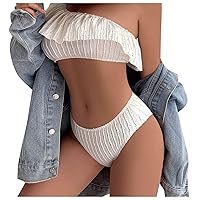 Push Up Bikini Sets for Women XXL Plus Swimsuit Summer Sexy Swimsuit Beach Split Ruffle Split Swimsuit Bikini