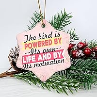 Personalized 3 Inch The Bird is Power by Its Own Life and by Its Motivation White Ceramic Ornament Holiday Decoration Wedding Ornament Christmas Ornament Birthday for Home Wall De