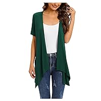 Lightweight Summer Cardigan for Women,White Short Sleeve Cardigan for Women Solid Open Front Kimono Cardigan Tops