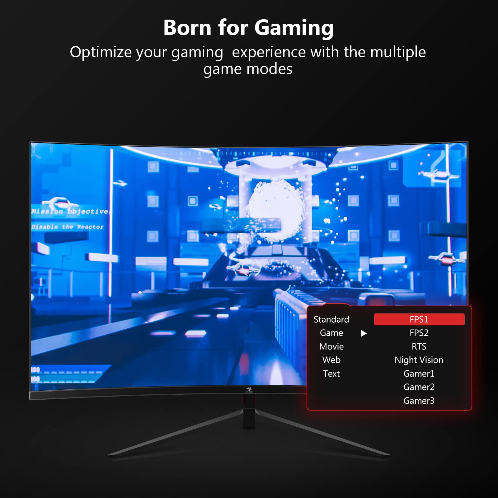 Z-Edge UG24 24-inch Gaming Monitor 180Hz Refresh Rate, 1ms MPRT, FHD 1080 , R1650 Curved, AMD Freesync Premium Display
