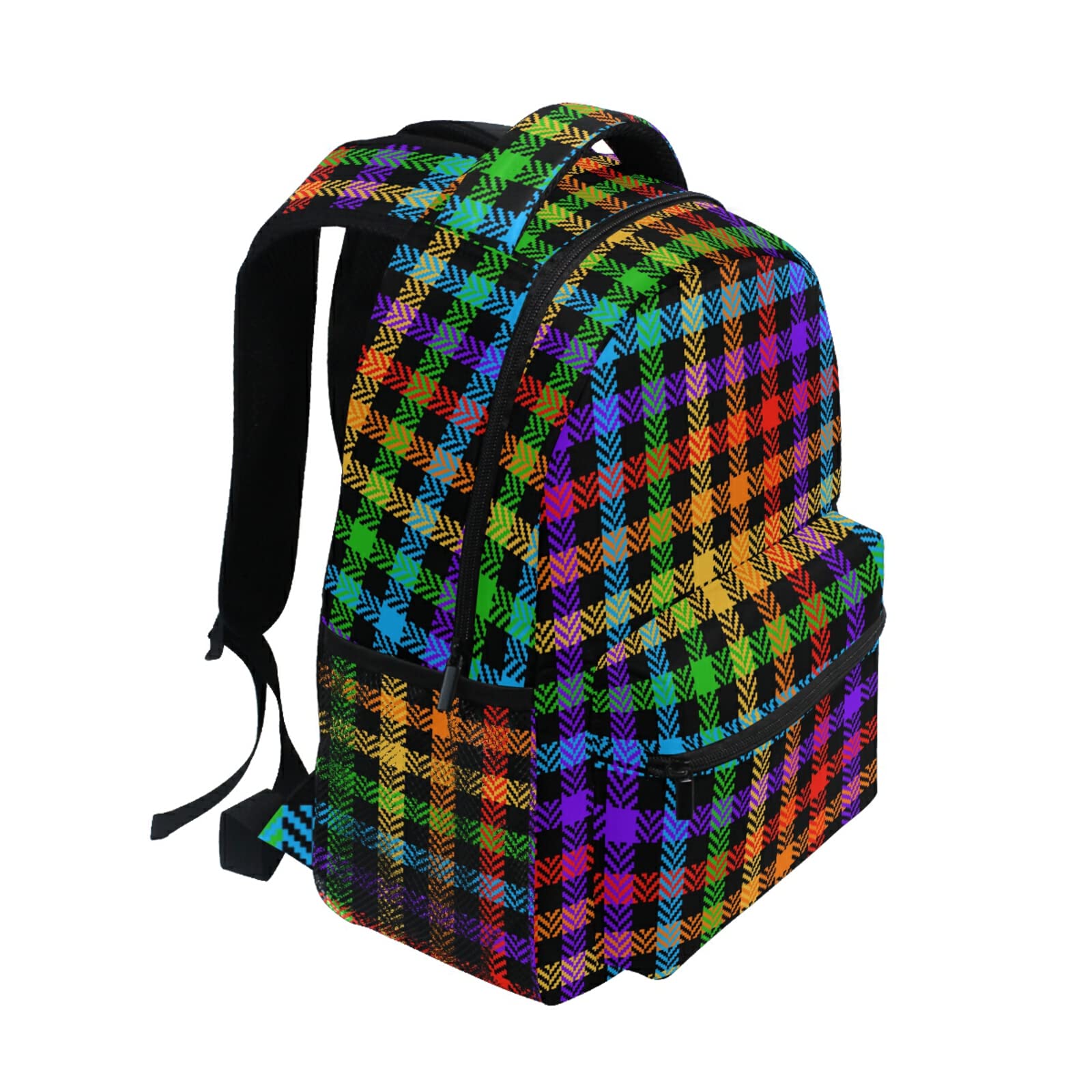 ALAZA Check Pattern Rainbow Herringbone Unisex Schoolbag Travel Laptop Bags Casual Daypack Book Bag