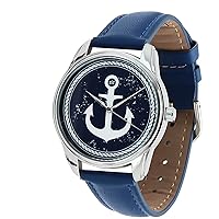 ZIZ Sea Watch (Blue Band) Unisex Wrist Watch, Quartz Analog Watch with Leather Band