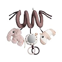 Done by Deer - Deer Friends Activity Spiral Powder - Soft and Entertaining Toy for Developing Senses, with Rattles, Teething Rings, and Mirror - Perfect for Cot, Car Seat, and Pram