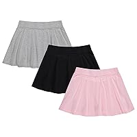BTween 3 Pack Skorts for Girls - Kids Scooter Skirts - Skirt Layered Shorts with Floral, Solid, Tie Dye or Butterfly Prints