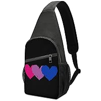 Bisexual Flag Hearts Love Small Sling Bag Cute Crossbody Backpack Print Chest Daypack for Men Women
