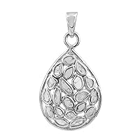 1.00 CTW Natural Diamond Polki Pear Pendant 925 Sterling Silver Platinum Plated Slice Diamond Jewelry