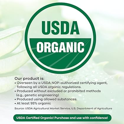 NTRSNS NaturSense Organic Aloe Vera Gel from 100% Pure Aloe–Great for Hair, Scalp, Face, Dry Skin, Acne, Sunburn, Sensitive Skin–Unscented, USDA Certified–12 oz.