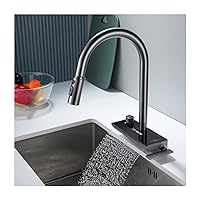 Kitchen Sink Faucets, Led Digital Temperature Display,Kitchen Faucet With Pull Down Sprayer,Kitchen Faucets,Kitchen Sink Faucet With Raindance Waterfall Outlet,Brass Body,Faucet For Kitchen Sink,Grey