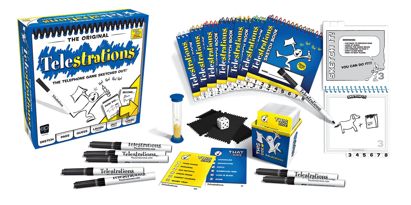 Telestrations Original 8-Player | Family Board Game | A Fun Family Game for Kids and Adults | Family Game Night Just Got Better | The Telephone Game Sketched Out | Ages 12+