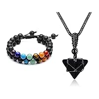 Top Plaza Bundle – 2 Items: 7 Chakra Bracelet & Crystals Necklace for Men