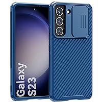 for Galaxy S23 Case with Slide Camera Cover, Slim Shockproof Protective Phone Cases with Sliding Camera Lens Protection for Galaxy S23 6.1in 5G (2023) - Blue
