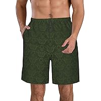 Hunter Green Floral Petals Pattern Print Men's Beach Shorts Hawaiian Summer Holiday Casual Lightweight Quick-Dry Shorts