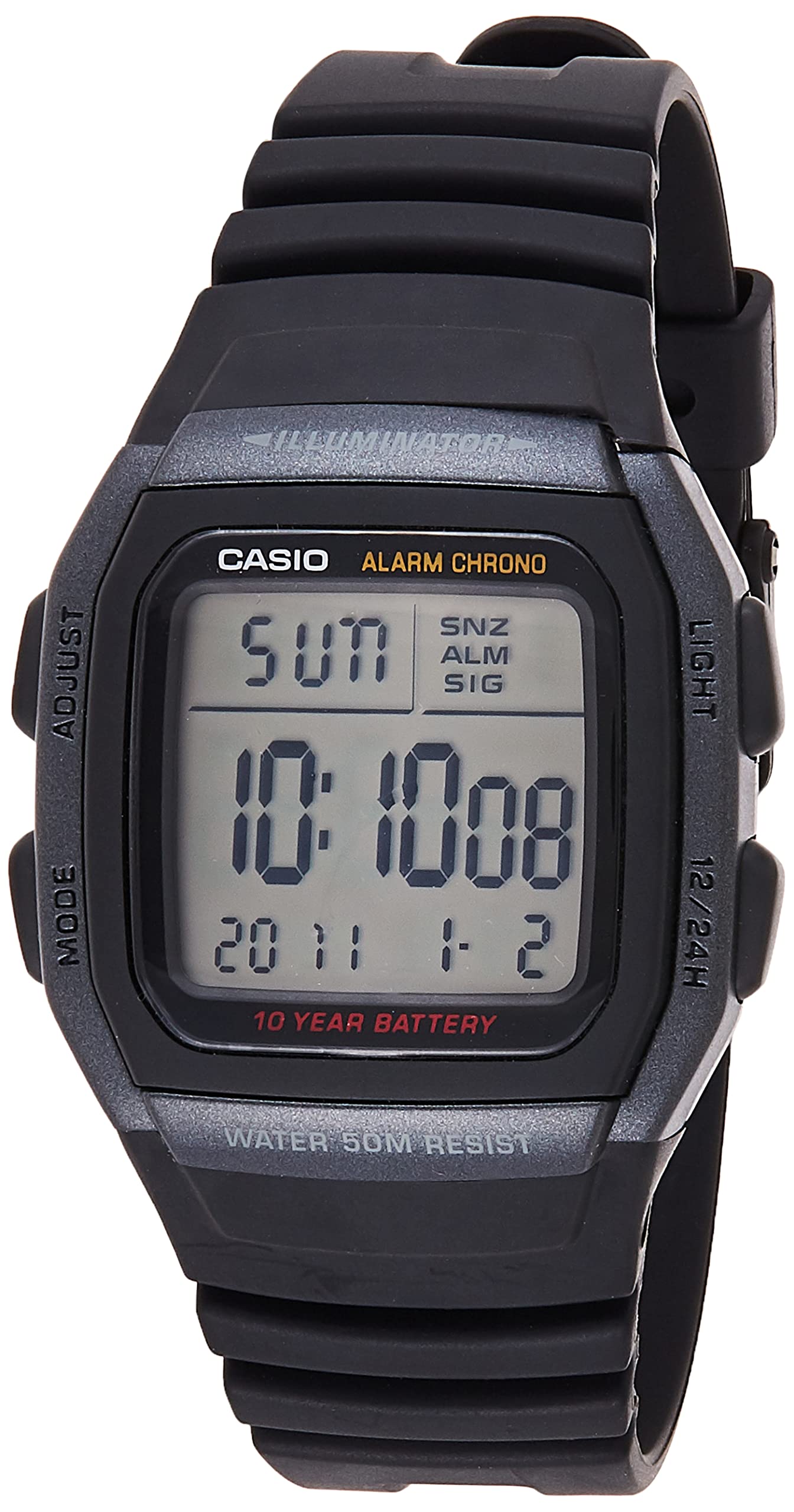 Casio Men's W96H-1AV Stainless Steel Sport Watch with Black Band