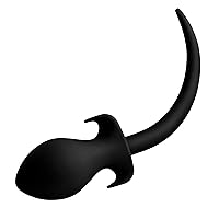 Master Series Woof XL Silicone Puppy Tail Butt Plug, Black (AE998)