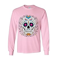 Floral Sugar Skull Day of The Dead Long Sleeve T-Shirt Dia de Muertos Calavera