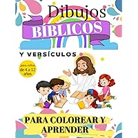 Dibujos bíblicos y versículos para colorear y aprender: La Bíblia para colorear para niños (Spanish Edition)